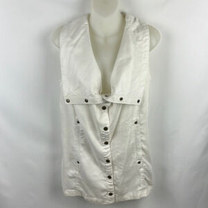 Anthropologie Marrakech Tombolo White Vest Snap Front Closure Pockets Size XS‎